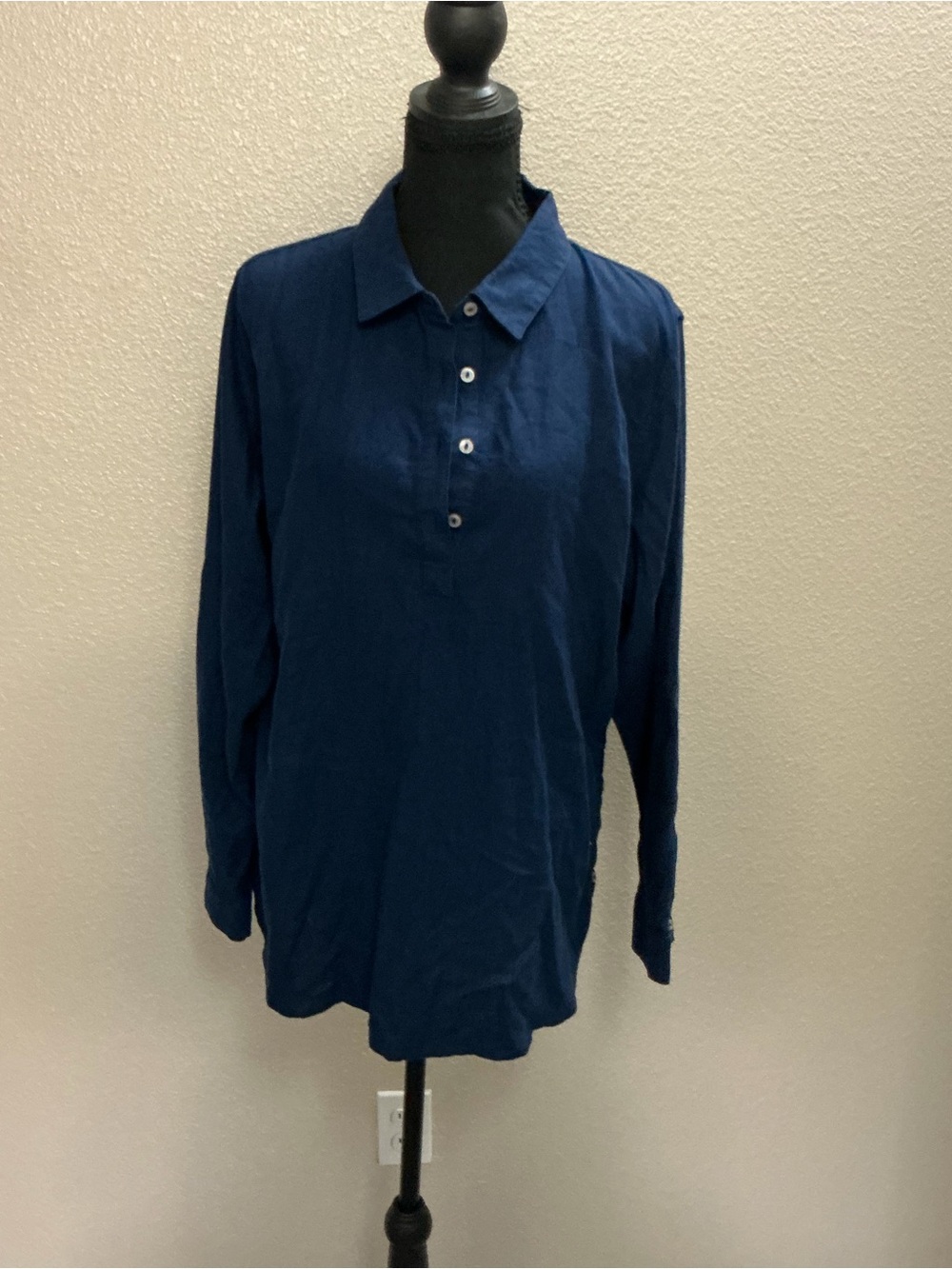 croft & barrow Navy Blue Long-Sleeve Polo Shirt